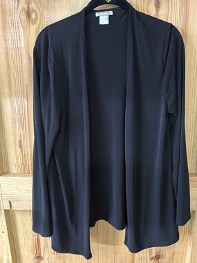 Monroe & Main Black Open Front Cardigan Jacket Slinky Knit Layering Top